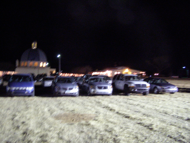 Cars parked on side of Tabernacle