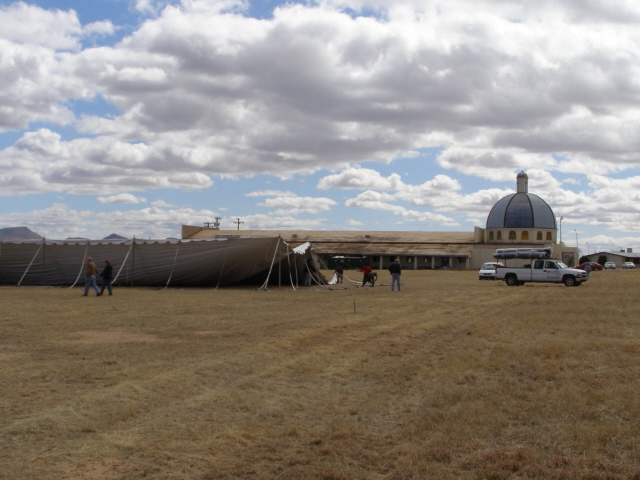 Tent being erected